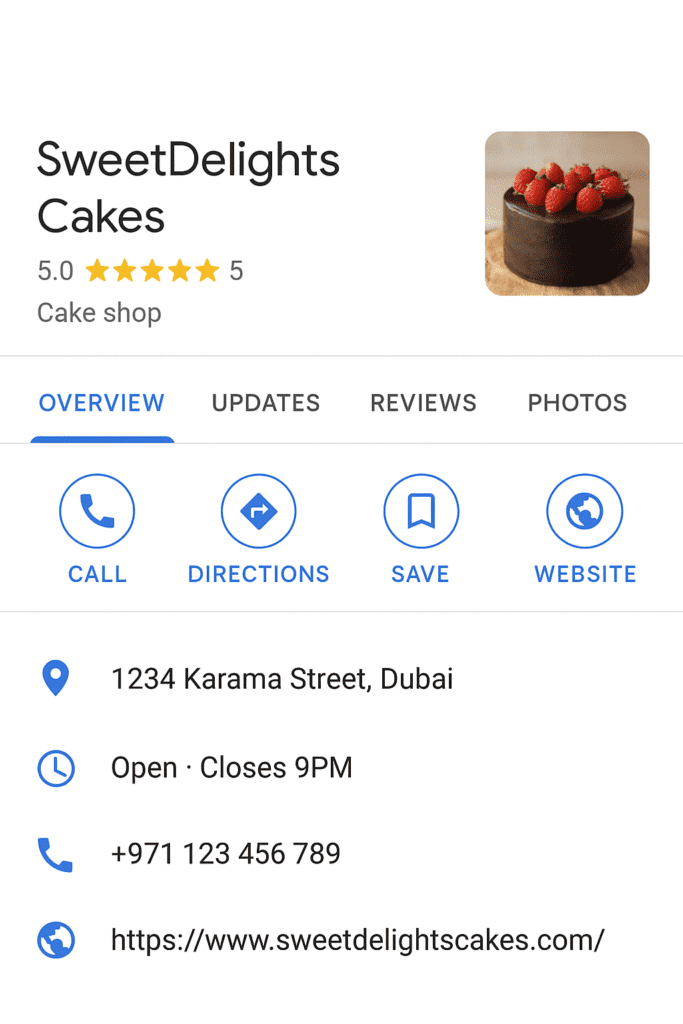 google my business for a local bakery